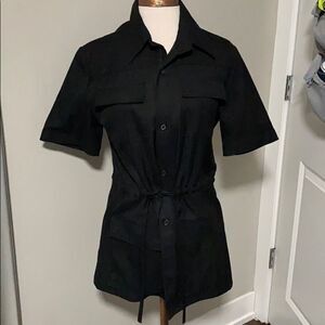 Saxony Black short sleeve military style longer Shirt size 8